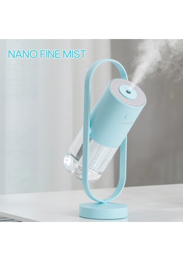 Ruicoo 200ml Kapasiteli Nane Zembil Nanopartikül Buhar, Sessiz Isıtma, 360 Derece Döner, Renkli Gece Işığı Açık Mavi Standart