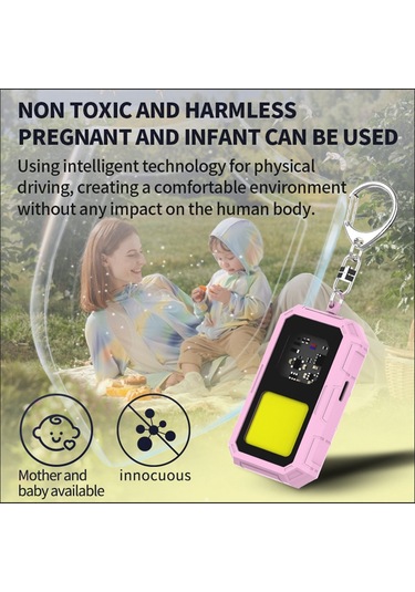 Xurunkeji Sivrisinek Kovucu Ultrasonik Açık Hava Taşınabilir Tokalı Usb Şarjlı Çok Fonksiyonlu Böcek Kovucu Led Işıklı Pembe