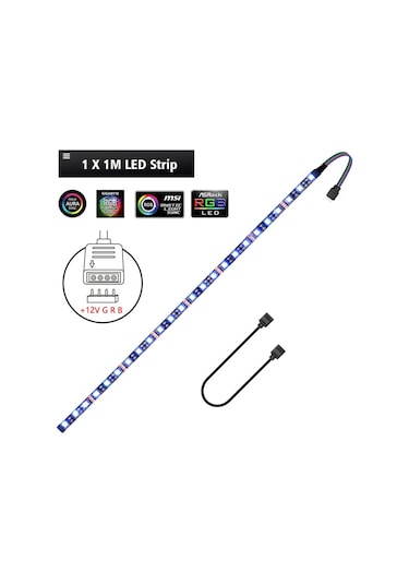 Epistar 12v Rgb Led Şerit 4pin Pc Başlığı 5050 Bilgisayar Kasası Için Changeable 0-5w