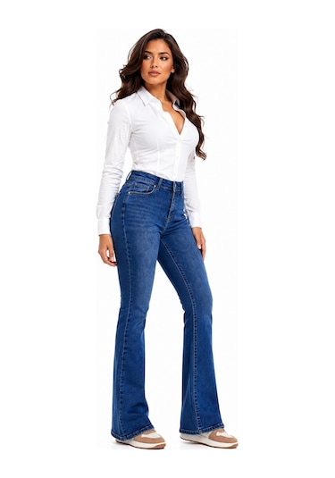 Dekploy Kadın İspanyol Paça Fit Jean Pantolon Bgl-st05451 K.mavi