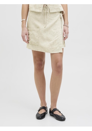 Jack & Jones Kadın Keten Karışımlı Etek - Siri - 12273061 Feather Gray Gri