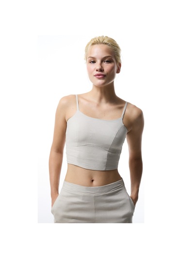 Penti Taş Rengi Luna Keten Crop Top Üst