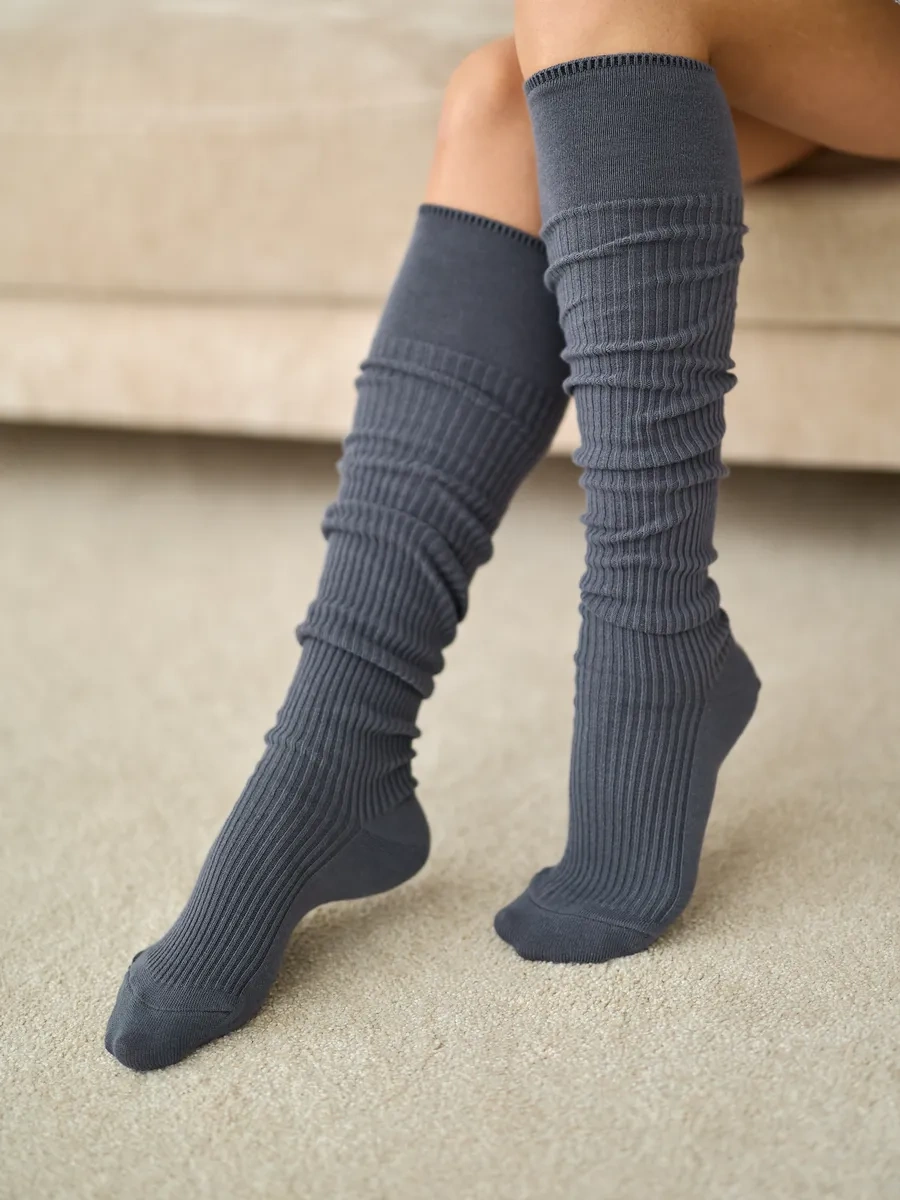 John Jeniford Yüksek Çizgili Gri Saysiz Çoraplar 300498616 Gri