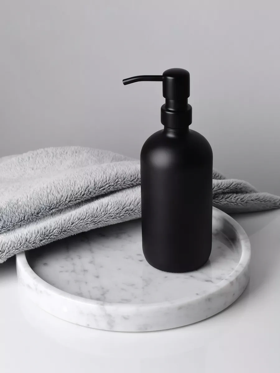 Solıx 2 Adet Siyah Cam Sabunluk Ve Dispencer Seti 190204507 Siyah