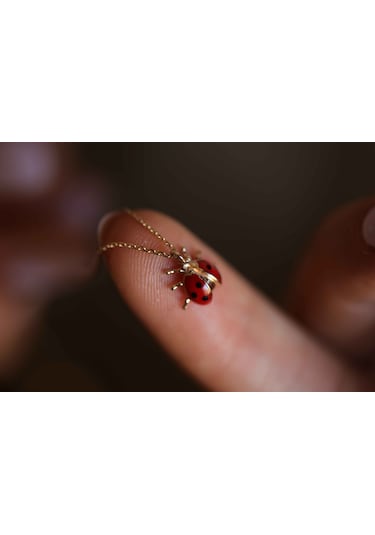 Reis Kuyumculuk T6119 Uç Uç Böceği Pembe Altın Kolye