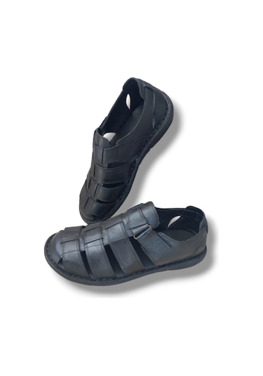 Growish Gr0152 Deri Erkek Sandalet Siyah
