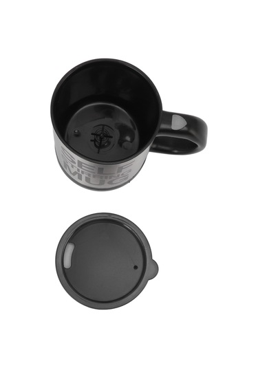 Hangfox Otomatik Karıştırıcı Paslanmaz Çelik Kahve Bardak, Isı Yalıtımı, Tek Elle Kontrol, 400ml, Siyah Pil Dahil Değil Siyah