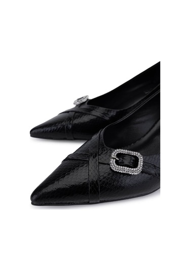 Tamer Tanca Kadın Suni Deri Siyah Topuklu Ayakkabı 1160 26554 Bn Ayk Sk25-26 Sıyah Siyah