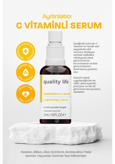 Quality Life Aydınlatıcı ve Cilt Tonu Eşitleyici Vitamin C Serum 30 ML