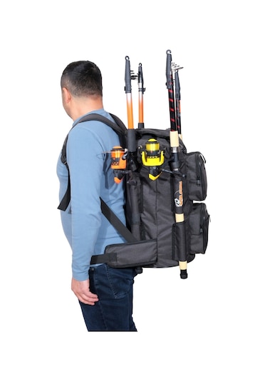 Wolfish Balıkçı Sırt Çantası Siyah 4 Olta Kapasiteli