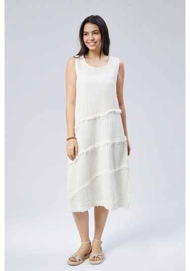 Muslin Elbise Yazın Vazgeçilmesi Beyaz
