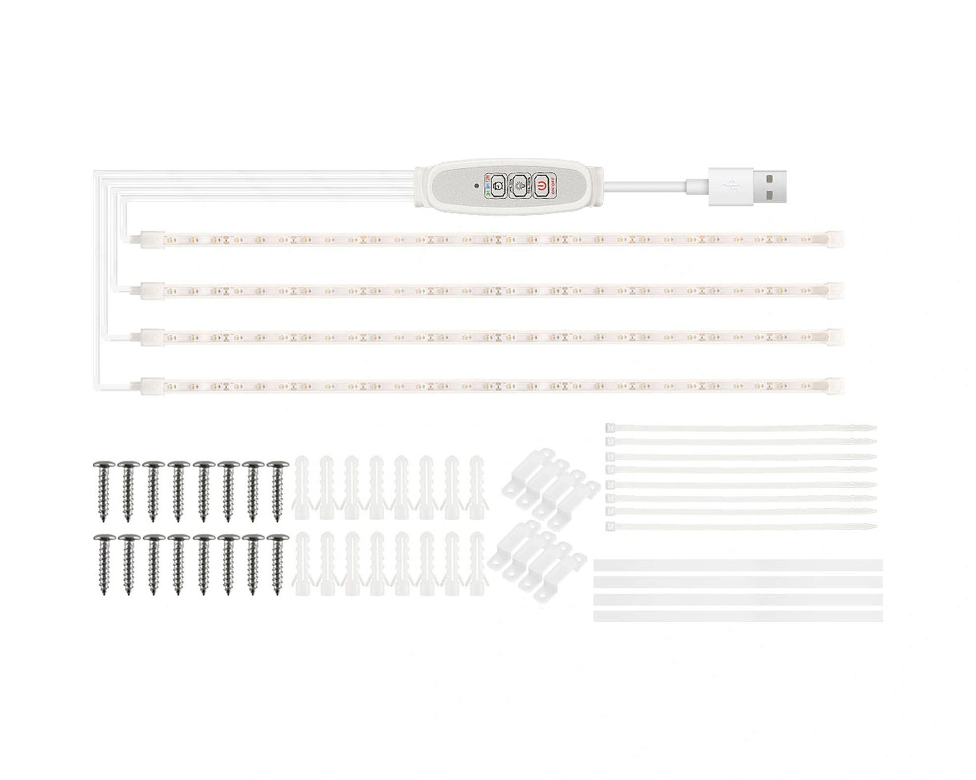 Youmex Bitkisel Büyüme Işığı 4 Şerit - Pembe-mor Spektrum, 4 Seviye Parlaklık, 3/9/12 Saat Zamanlayıcı, Usb Plug & Play, 50cm Uzunluk