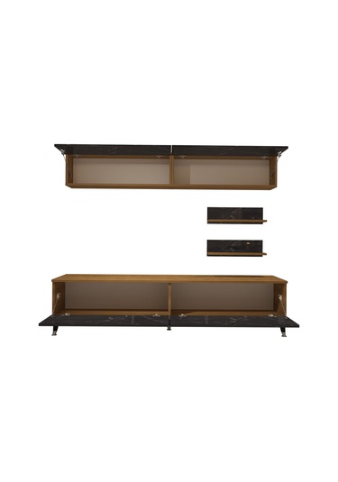 Decoraktiv Eko 5 Mdf Std Silver Tv Ünitesi Tv Sehpası Pera - Siyah Mermer