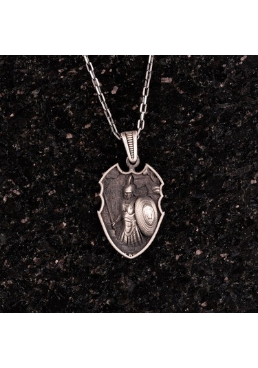 925 Ayar Gümüş, Spartalı Savaşçı Kolye, Erkekler İçin Hediye Gümüş Zincir İle Gümüş