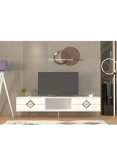 Robberct Tv Sehpası Beyaz-gümüş Beyaz-gümüş