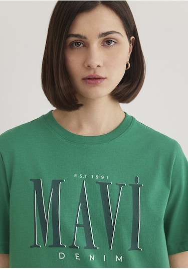 Mavi - Mavi Logo Baskılı Yeşil Tişört 1611990-71877 Yeşil