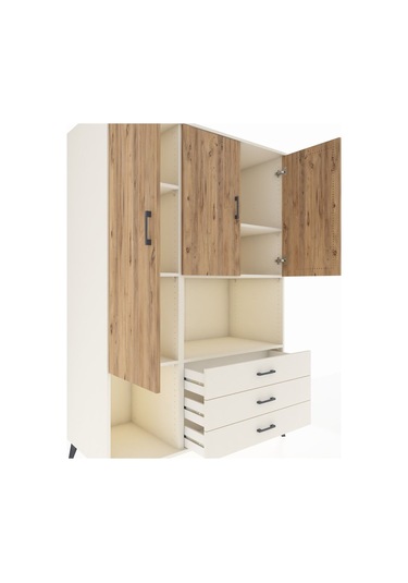 Kronos Dolap 6 Raflı 3 Çekmeceli 3 Kapaklı 132x59x195 Aytaşı-çam/aytaşı Atlas Çam/aytası