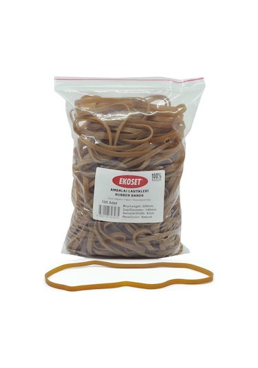 Ekoset 220X5Mm Geniş Kauçuk Paket Ambalaj Kasa Lastiği 100 Adet