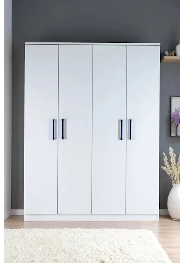 4 Kapılı Beyaz Gardırop Dolap T-900 120 X 174 X 45