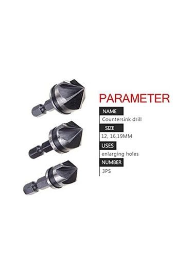Sointeresting 3 Parça 1/4 İnç Altıgen 12/16/19mm Havşa Delme Seti Ahşap Metal Hızlı Değiştirme Ucu