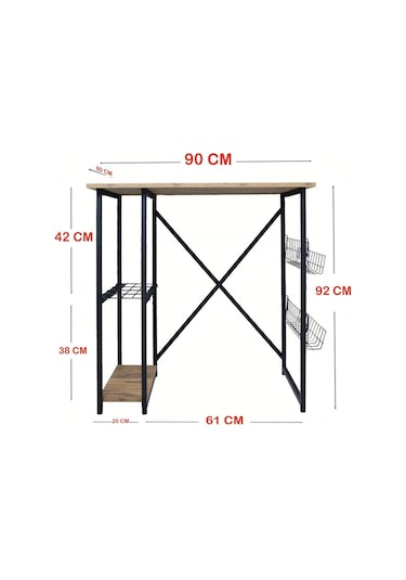 Nr Çamaşır Makinesi Üstü Yatay 2 Raflı Düzenleyici Siyah Metal Siyah