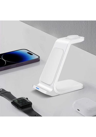 Motion003 Beyaz 1 Adet Fdgao 3u 1 Arada Kablosuz Sarj Istasyonu İphone Uyumlu 16 15 14 Pro Max İwatch Airpods 15w Hizli Sarj Usb C