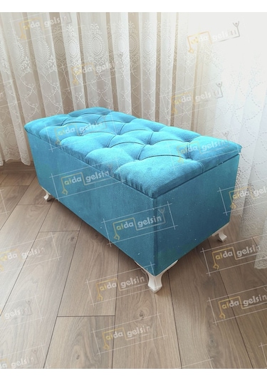 Lüks Sandıklı Kapitone Puf Bench Ayakucu Koltuk Pembe