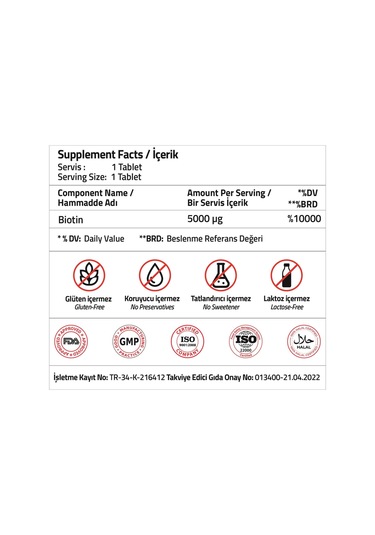 Biotin 5000 Mcg 60 Tablets