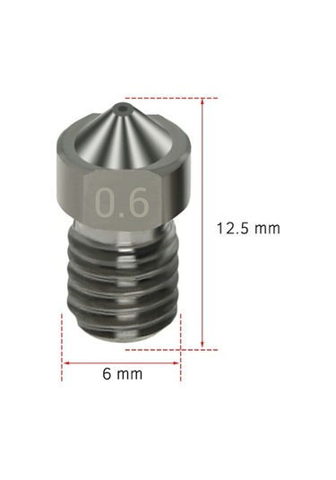 Moly 4 Adet Aibecy V6 Sert Çelik Nozzle, 0.6mm, 1.75mm Filament İçin, 220 C Isı Dayanımı