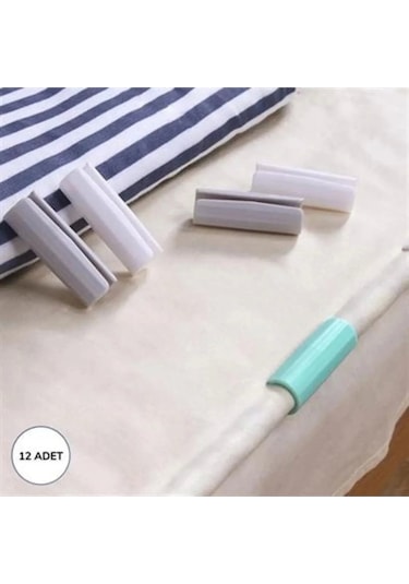 12 Adet Çok Amaçlı Çarşaf Tutucu, Sabitleyici, Kaydırmaz Nevresim Örtü Düzenleyici Klipsler Renkli