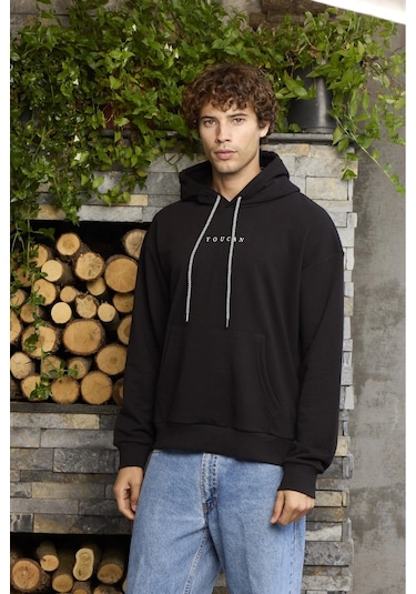 Dorelux Unisex Kapşonlu Oversize Sweetshirt 4040 Siyah