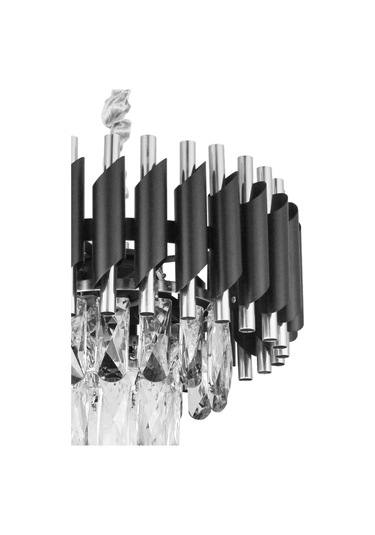 Avizemoda Palmira 35'Lik Prizma Kesim Kristal Taşlı Lüks Avize - (Siyah-Krom)