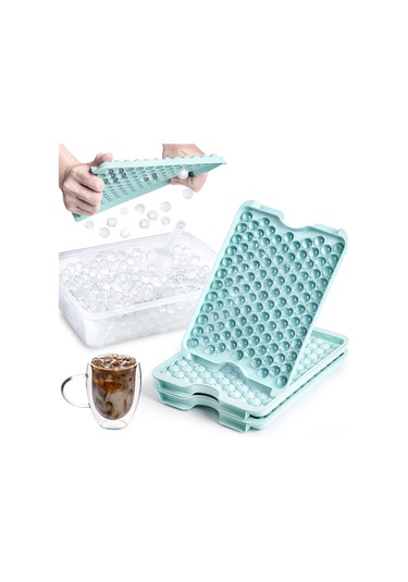 Hangfox 3 Katlı Buz Küpü Seti: Pp+tpe Buzluklar, Kaldırılabilir Kapaklar, Saklama Kutusu Ve Buz Çakması İle Hızlı Buz Hazırlama Mavi