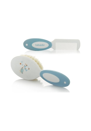 Bebedor 573 Doğal Saç Fırçası ve Tarak Seti Mavi
