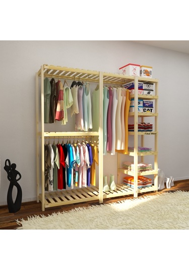 İdea - Açık Ahşap Elbise Dolabı