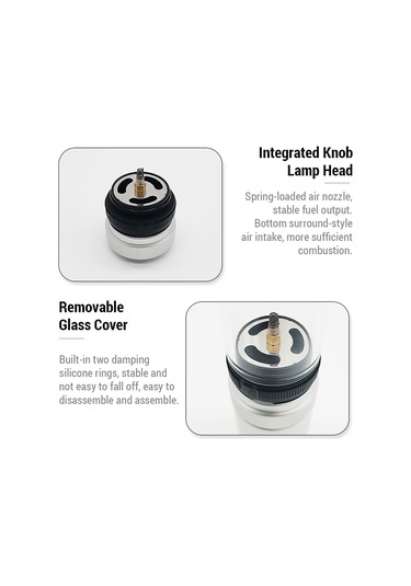 Geeksen Taşra Feneri Gazlı Alevli Lamba Kafası - Taşra, Kamp, Piknik İçin Taşınabilir, Verimli Yakıt Regülasyonu, Beyaz Beyaz