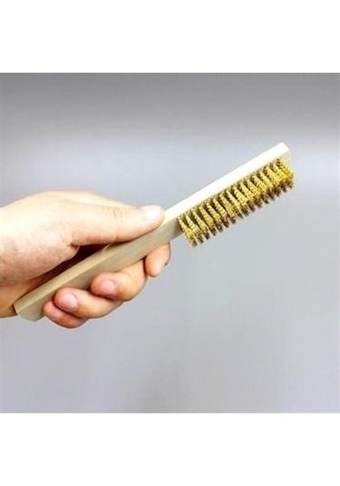 Buffer Metal Telli Fırça Ahşap Saplı Pas Kir Sökme Temizleme Fırçası