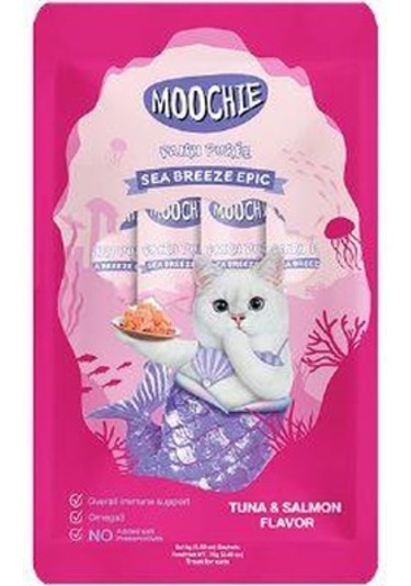 Moochie Creamy Somon Ve Ton Balıklı Kedi Ödülü 5 X 15 Gr