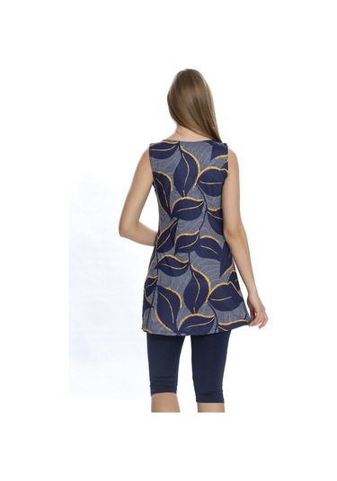 Sıfır Kol Taytlı Yarı Kapalı Mayo 152-504 Lacivert Lacivert