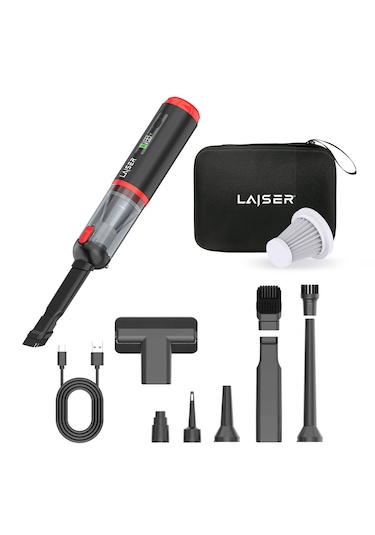 Laiser Kompakt Led Ekranlı 17.000 Pa 3ın1 Çekme-vakum-üfleme Özellikli Şarjlı Araç Süpürgesi Siyah