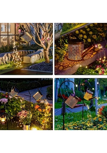 Honeybeeshop 2 Adet Lihangstar Güneş Enerjili Sulama Işıkları Otomatik Açma Kapama Ayarlanabilir Led Bahçe Aydınlatması Vintage Asılı Fenerler Çim Yol Patio Bahçe İçin