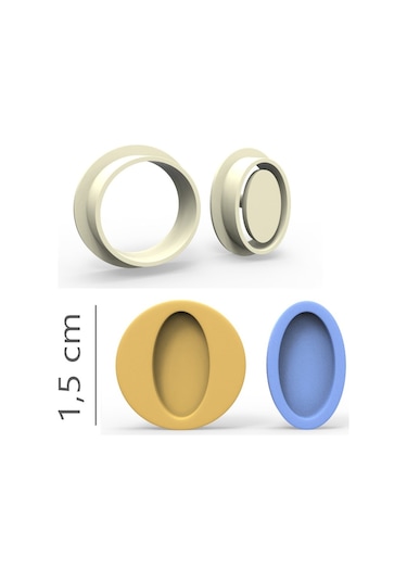 Oval Kurabiye, Bisküvi, Kolye Ucu, Mühür Kalıp Seti - 1,5 Cm