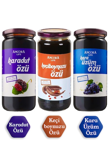 3'lü Fırsat Paketi - Karadut Özü, Keçiboynuzu Özü, Kara Üzüm Özü