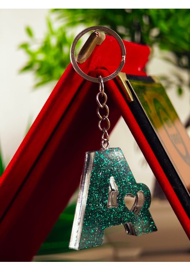 Harfli Anahtarlık Epoksi Kişiye Özel Yapım El Yapımı Harf Anahtarlık Kalp Model Özel Tasarım Hediyelik Ürün Kalp Desenli Simli Anahtarlık Antik Gümüş