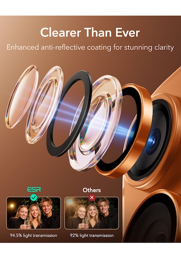 Armorite Kamera Lens Koruyucu Apple Uyumlu iPhone  14-15-16 17 Pro/pro Max Turuncu Turuncu