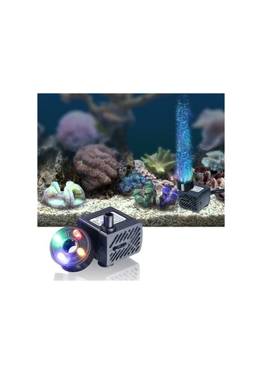 Rogfer 3w 4 Hafif Sessiz Akvaryum Balık Tankı Filtrasyonu Dalgıç Pompa Çeşme Su Pompası Ab Fiş, Boyut:ışıklı