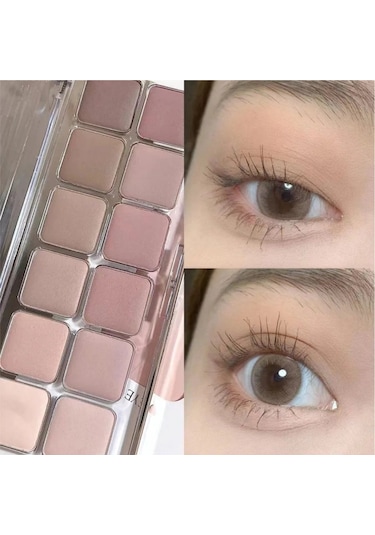 12 Renk Göz Farı Paleti Düşük Doymuş Toprak Pembe Mor Göz Farı Glitter 10 01