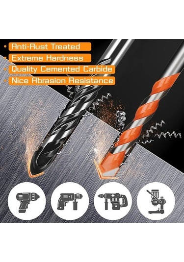 Wealthglow Mavi 5mm Oauee Dişli Üçgen Tungsten Çelik Duvar Karosu Beton Delme Ucu Ev Mermer Derebeyi Elmas El Elektrikli Matkap Renkli Yok Ms91no