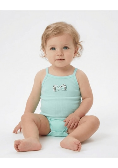 S-Mall Bibaby Green Flowers Bebek Badi - Mint Mint Yeşili