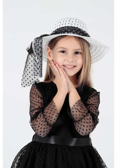 Ahengim Kız Çocuk Şapkalı Ve Tül Dantel Trend Elbise Ak2228 001